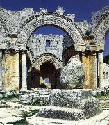 unknow artist Ruins of the Kalat-Simon-rampart trip church, Syria oil on canvas